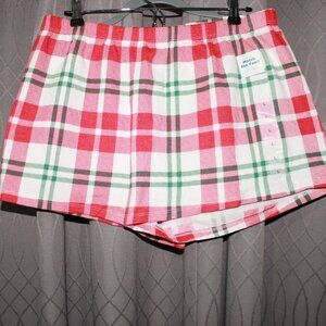 NWT Old Navy High Waisted Women's Red Plaid Waffle Pajama Shorts